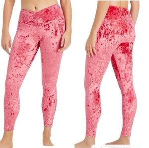 NiB Fabletics High Waisted Crushed Velour Crossover Straberry Red Leggins L